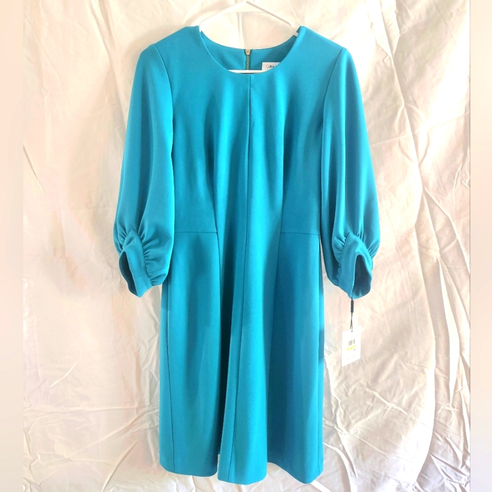 Calvin Klein Women's Sleeve A-line Dress with Front Keyhole size 4
